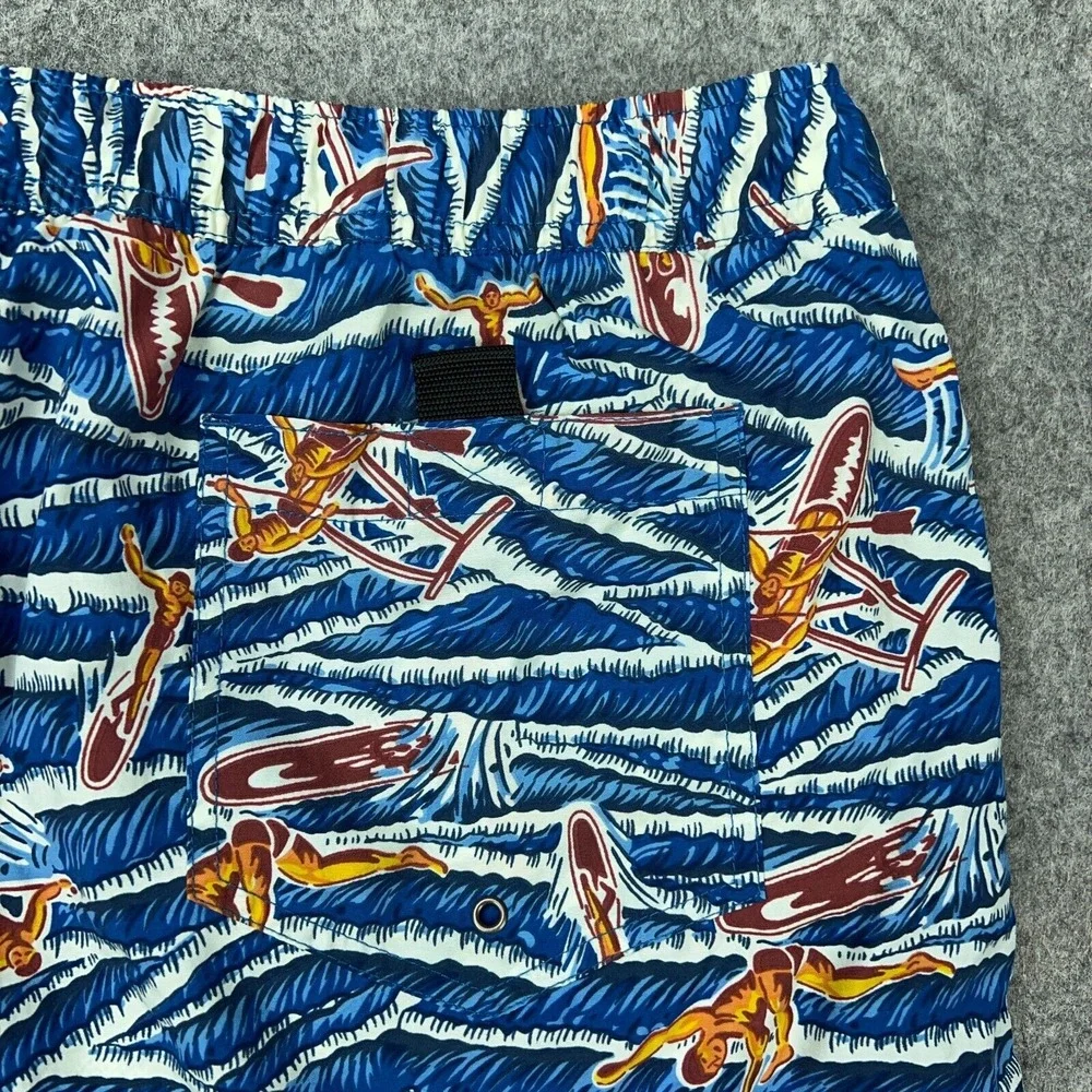 VTG Polo Sport Swim Shorts Mens XL Blue AOP Surf Lined Bathing‎ Suit Trunks Rare